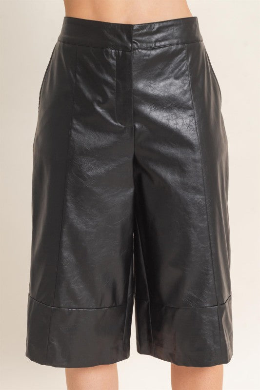 Leather Bermuda Pants