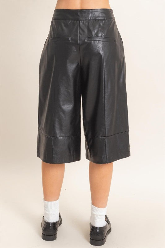 Leather Bermuda Pants