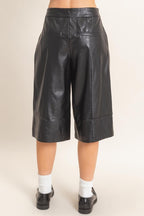 Leather Bermuda Pants
