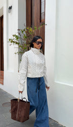 Polka Dot Mock Neck Jacket