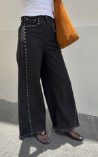 Black Wash Denim Studs