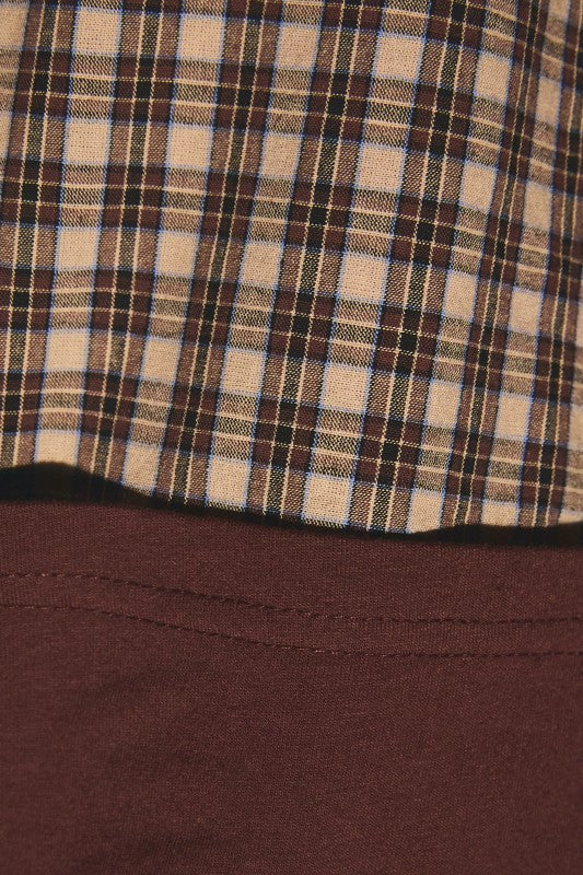 Mocha Plaid Layered Tee