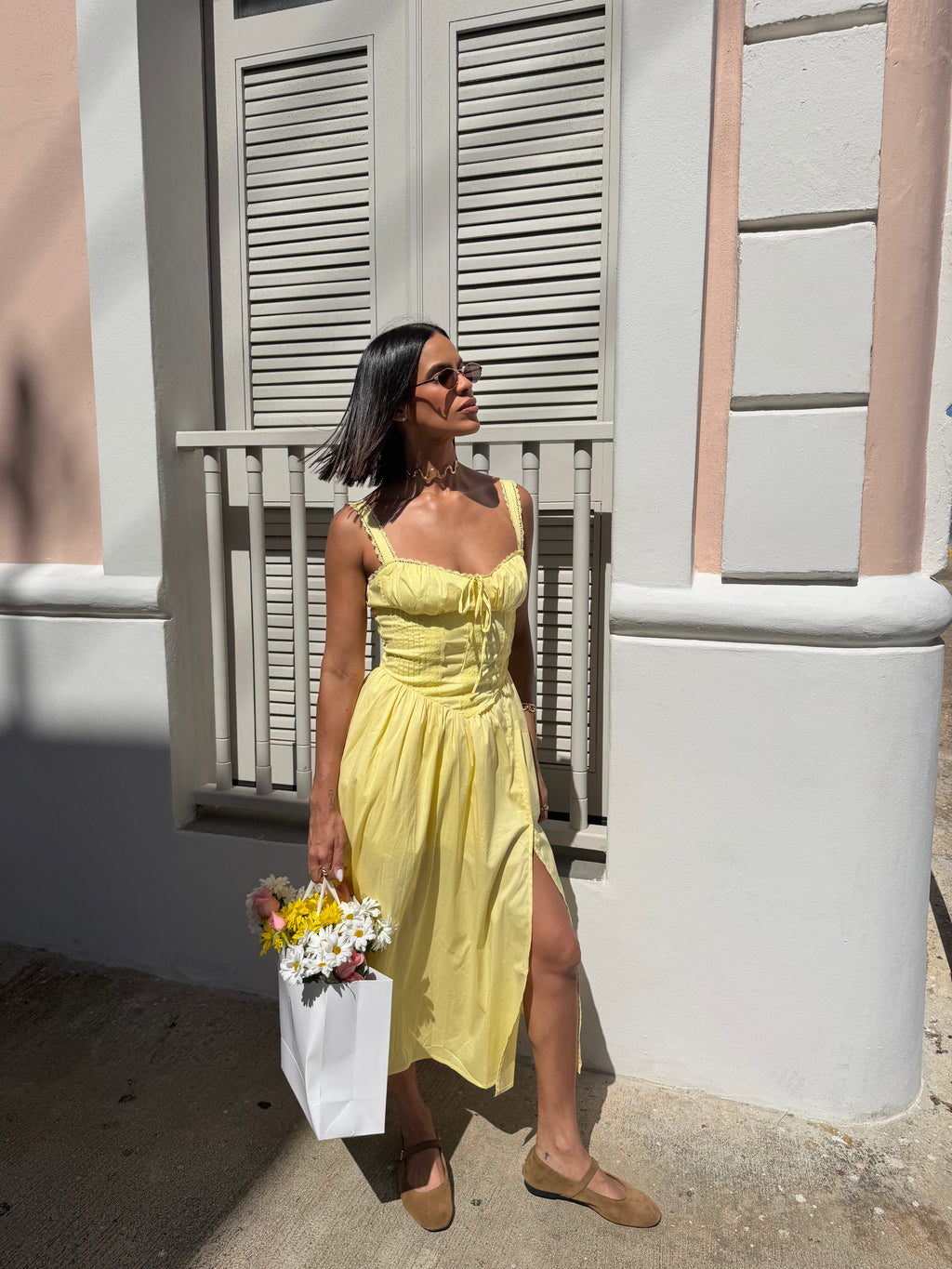 Yellow Poplin Dress