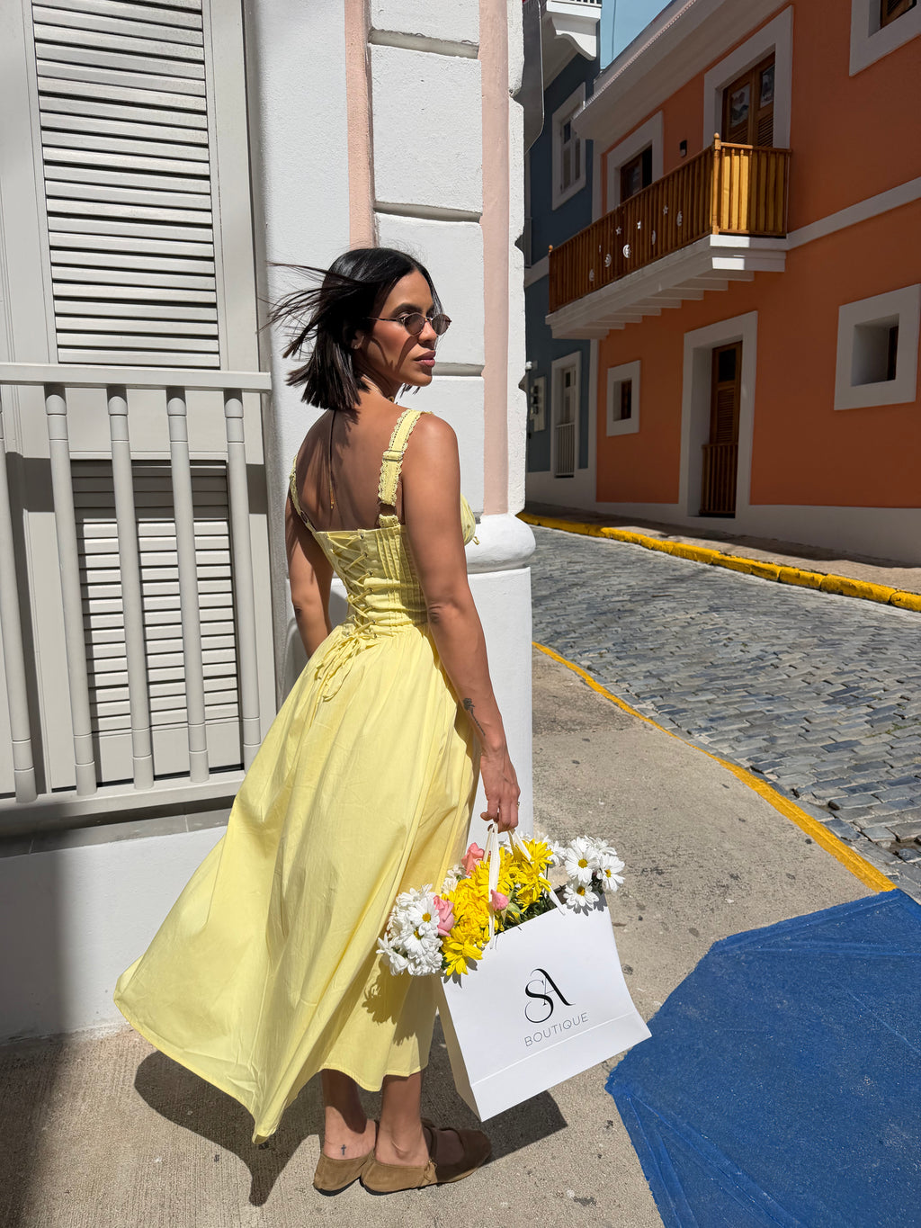 Yellow Poplin Dress