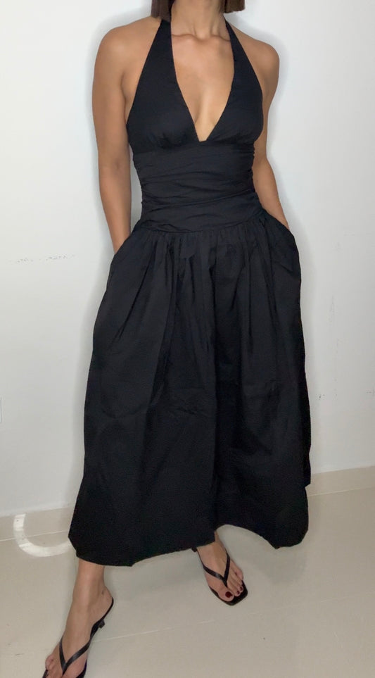 Midnight Poplin Dress