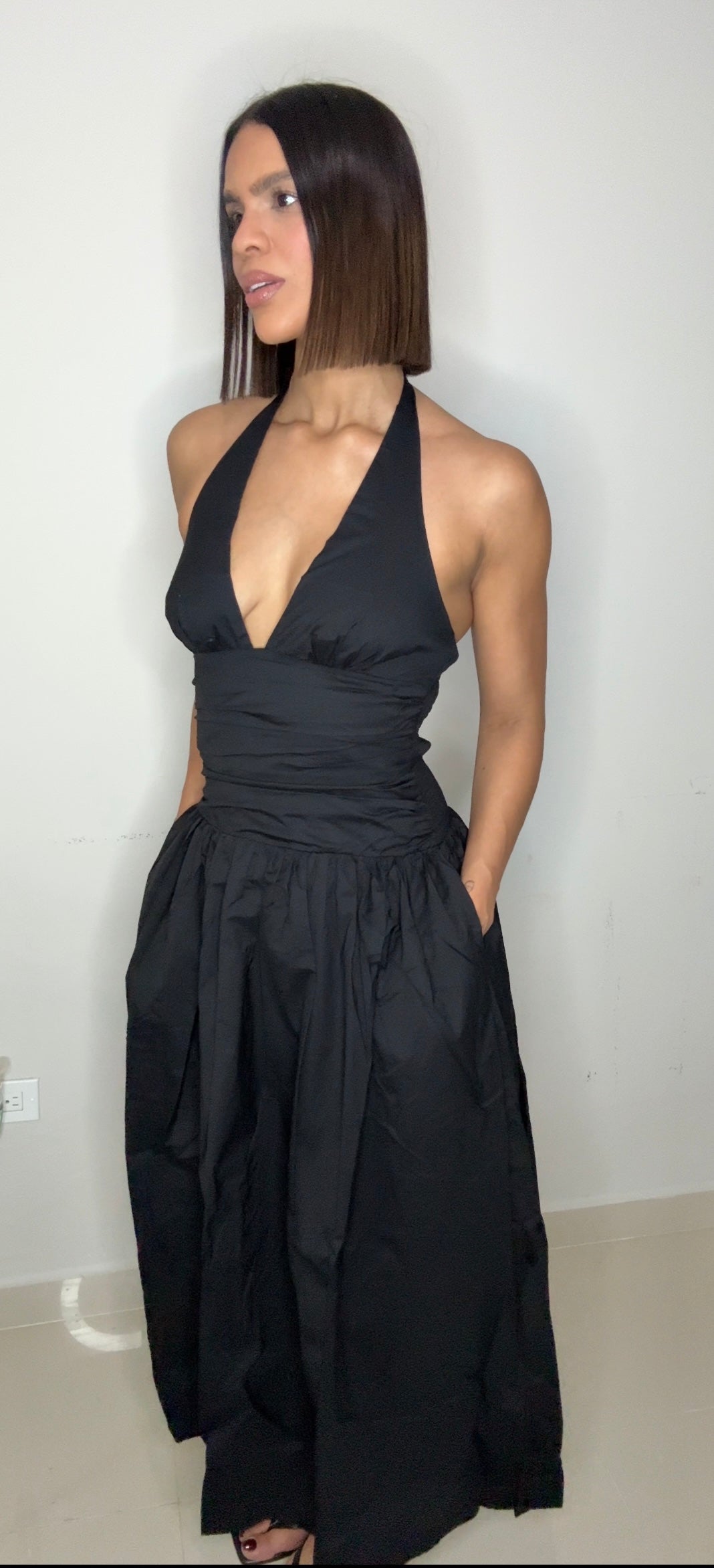 Midnight Poplin Dress