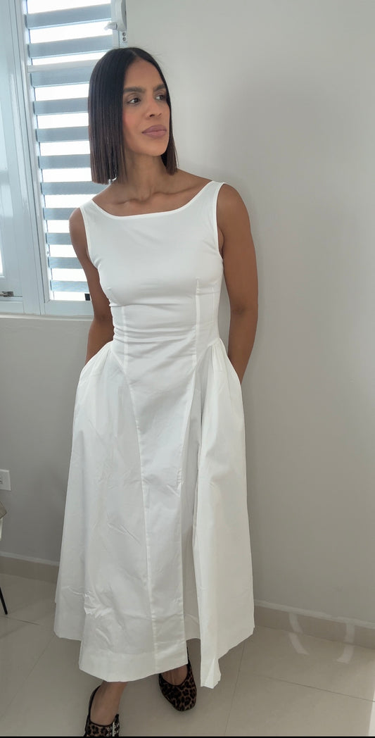 Ivory Poplin Dress